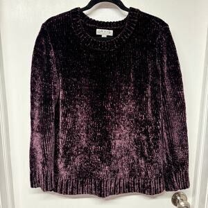 Orvis Womens Dark Purple Eggplant Chenille Pullover Sweater Size Medium